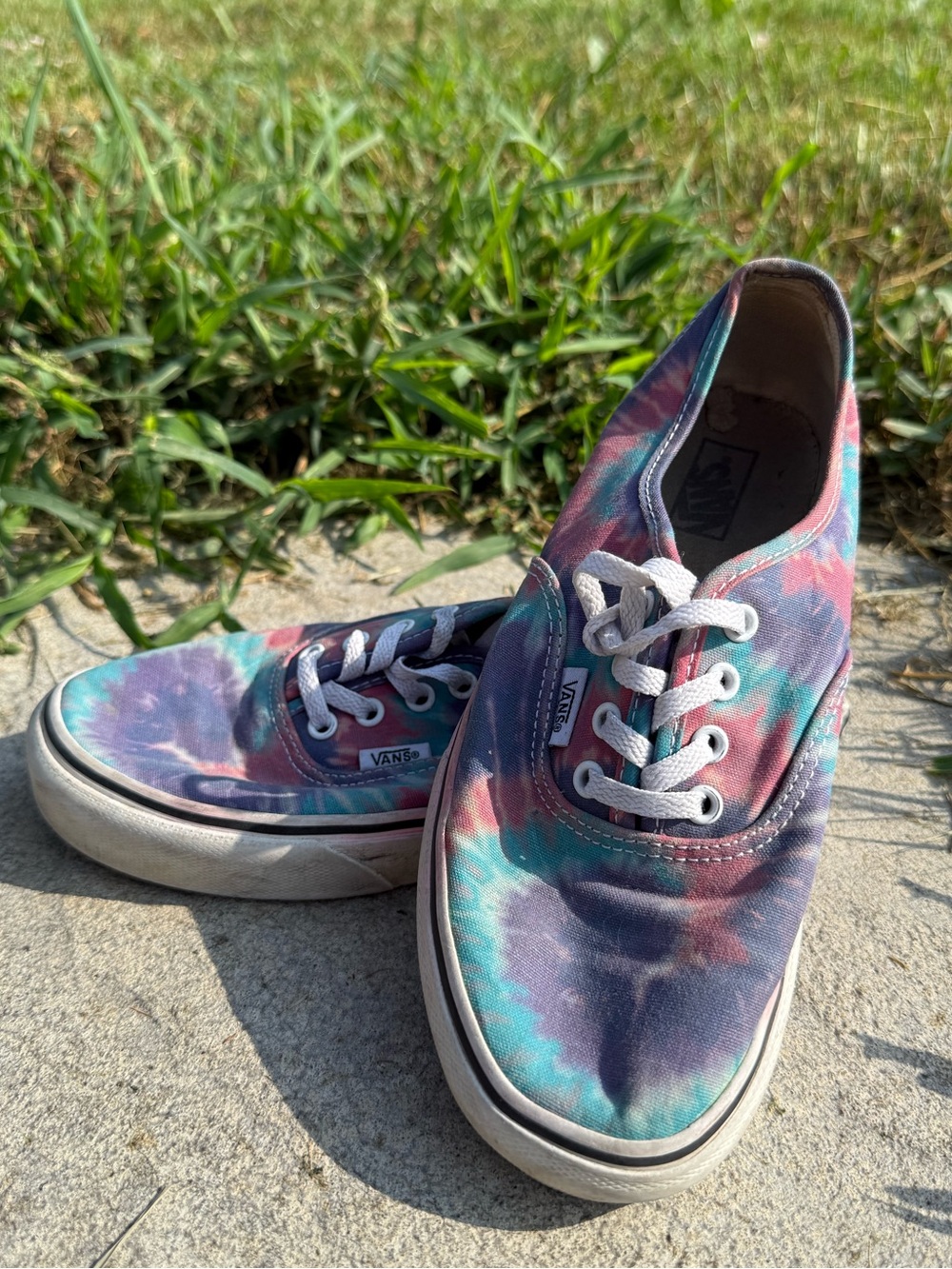 Nice purple blue pink Tie Dye canvas sneaker shoes Vans kids girls size 3.5